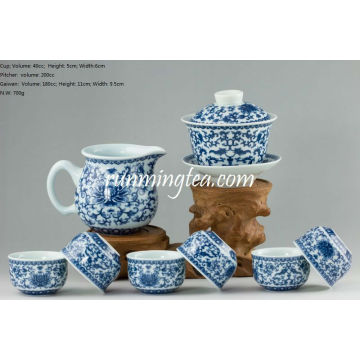 Chrysanthemen-Blumen-Tee-Set (ein Gaiwan, ein Pitcher + 6 Tassen)